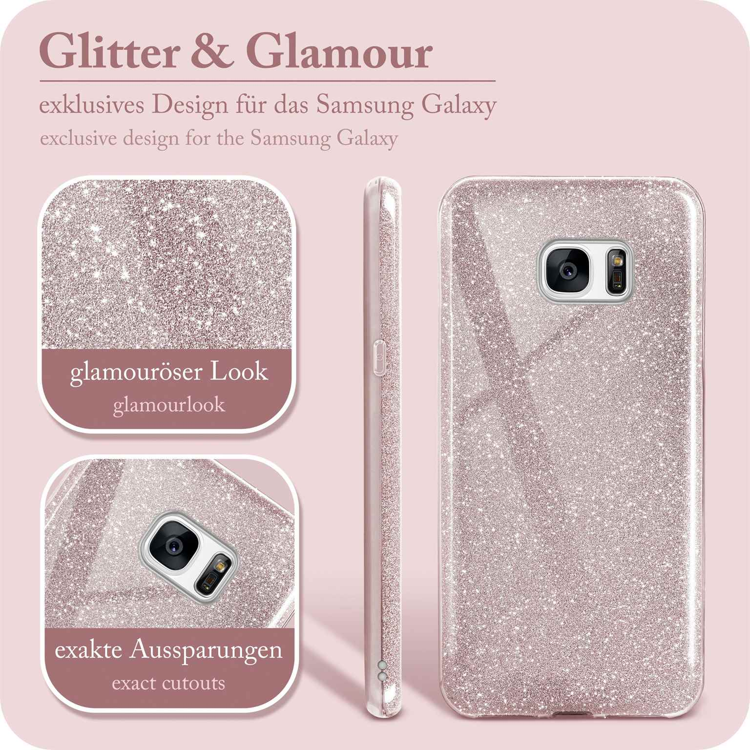 ONEFLOW Glitter Case, Backcover, Samsung, Rosé Galaxy Gloss S7, 