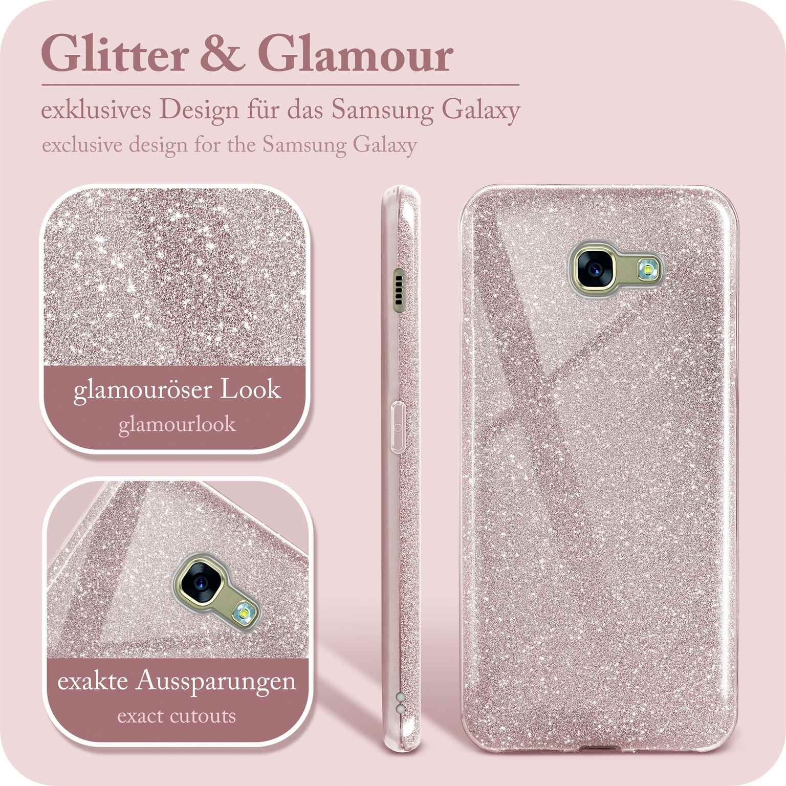 ONEFLOW Glitter Case, Galaxy (2017), - Gloss Rosé Samsung, A3 Backcover