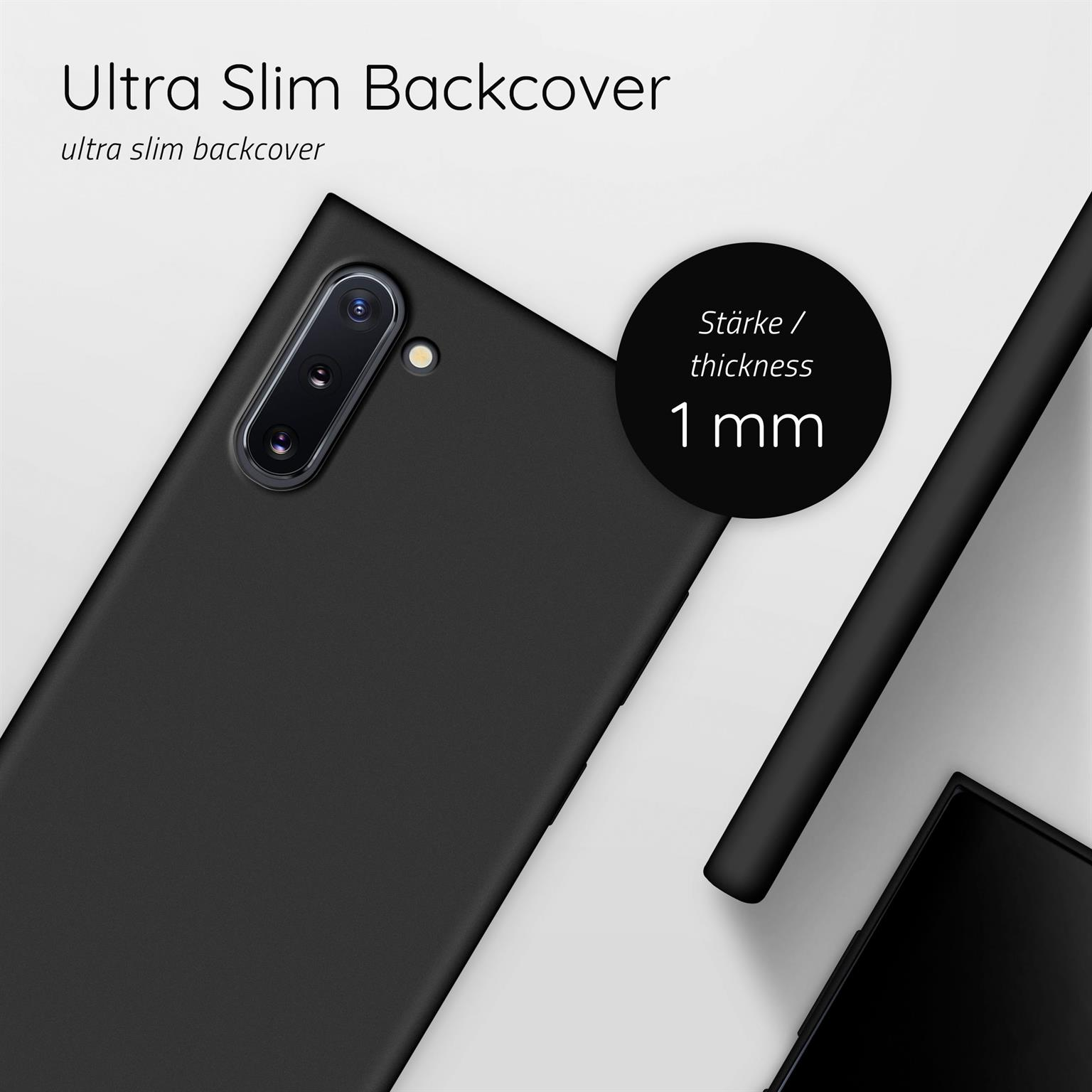Schwarze Handy-Rückseite mit 1mm Dicke. Der Hintergrund ist weiß.