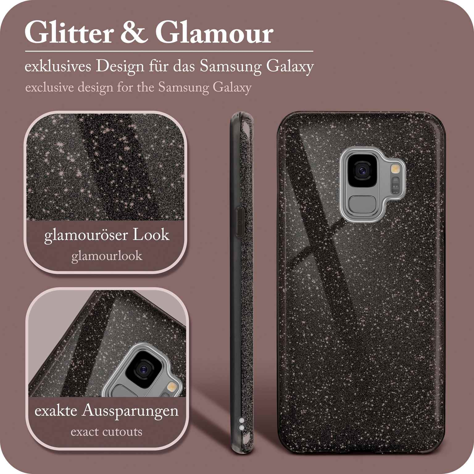 Glitter Case, Black ONEFLOW Samsung, Galaxy Glamour - S9, Backcover,