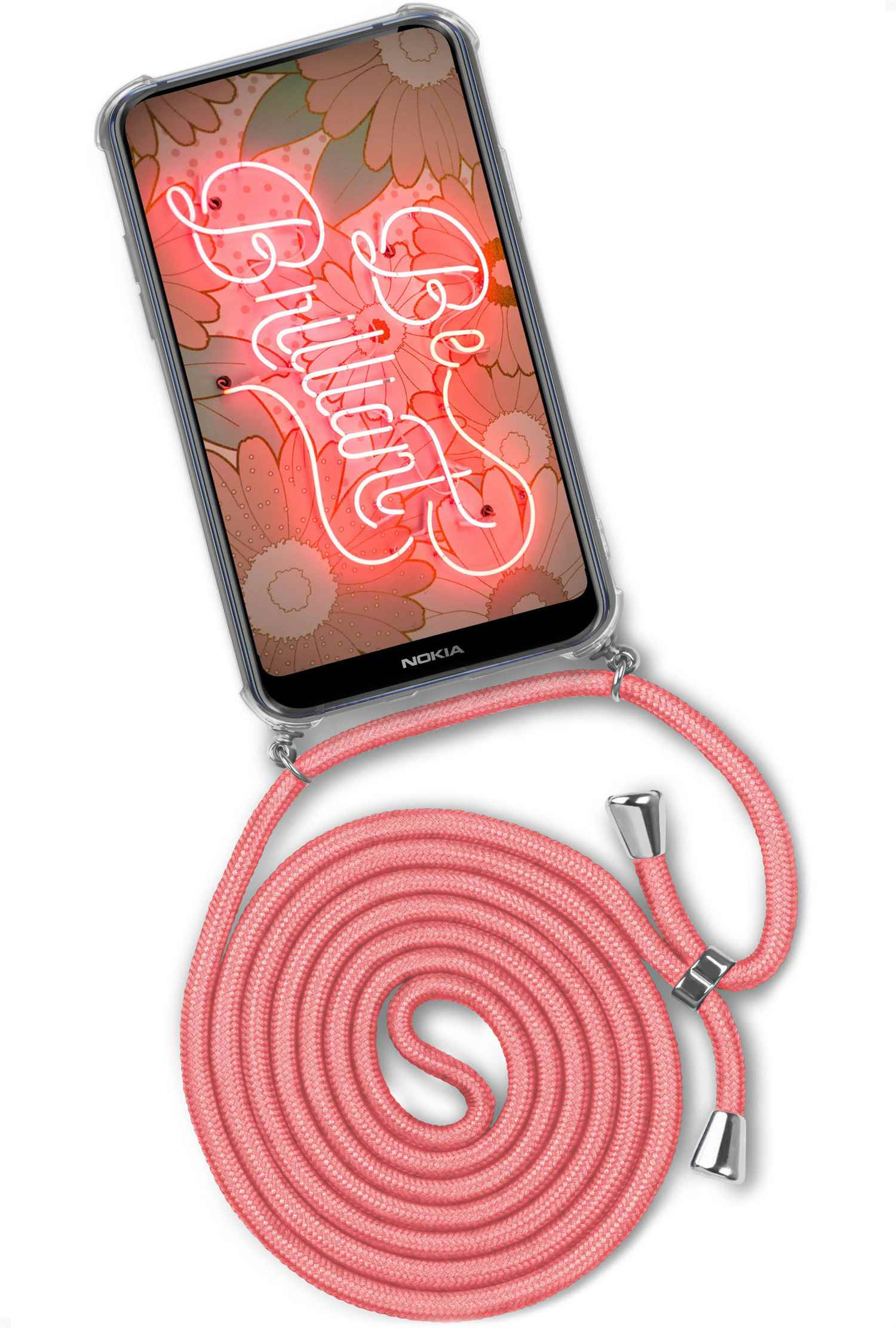 ONEFLOW Twist Case, Nokia, 7.1, Backcover, Flamingo Kooky (Silber)