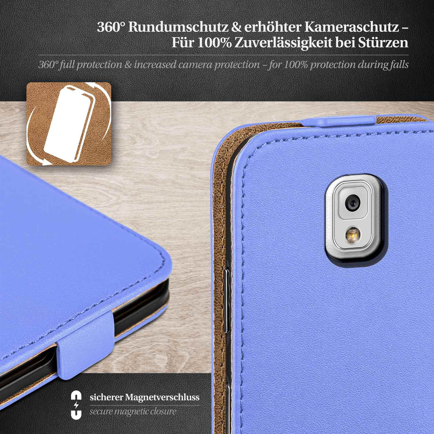 3, Sky-Blue MOEX Cover, Flip Note Case, Samsung, Galaxy Flip
