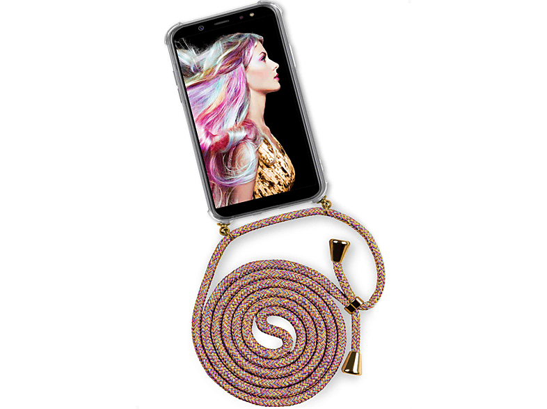 Case, Backcover, (2018), Samsung, Galaxy (Gold) A6 Sunny ONEFLOW Rainbow Twist