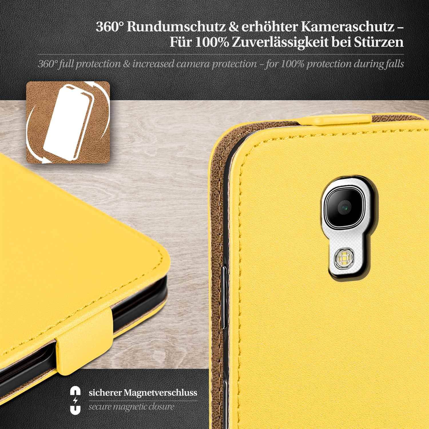 Flip Galaxy Case, Acid-Yellow Samsung, S4, MOEX Cover, Flip