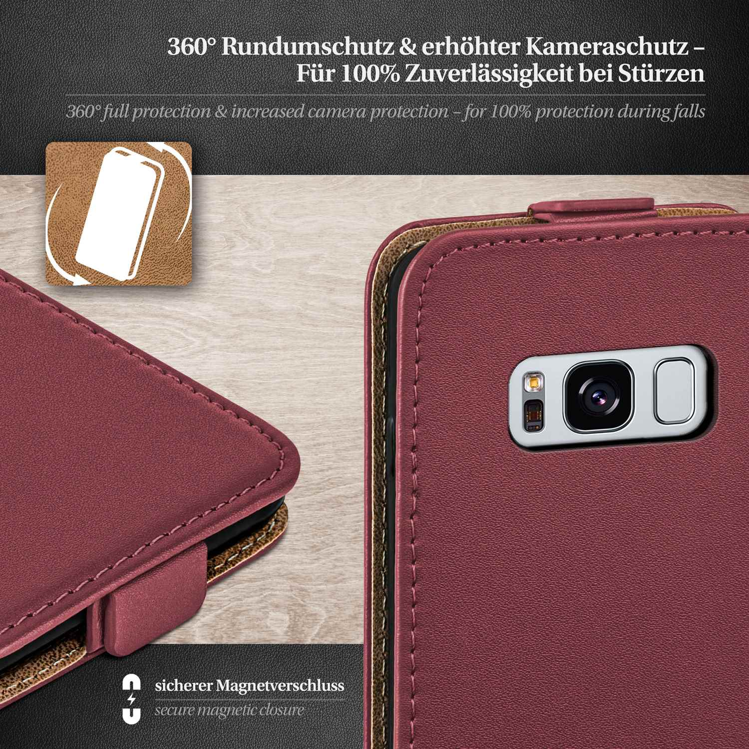MOEX Flip Case, Flip Cover, Galaxy Maroon-Red Samsung, S8