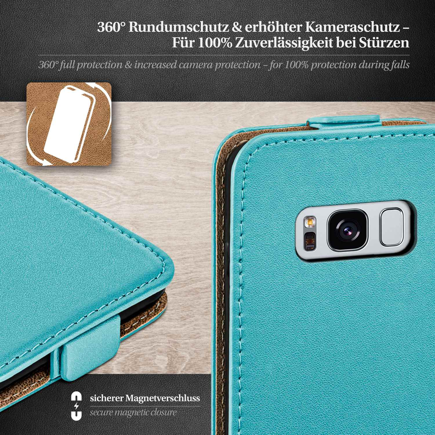 Samsung, Galaxy Cover, Case, Flip Aqua-Cyan MOEX Flip S8,