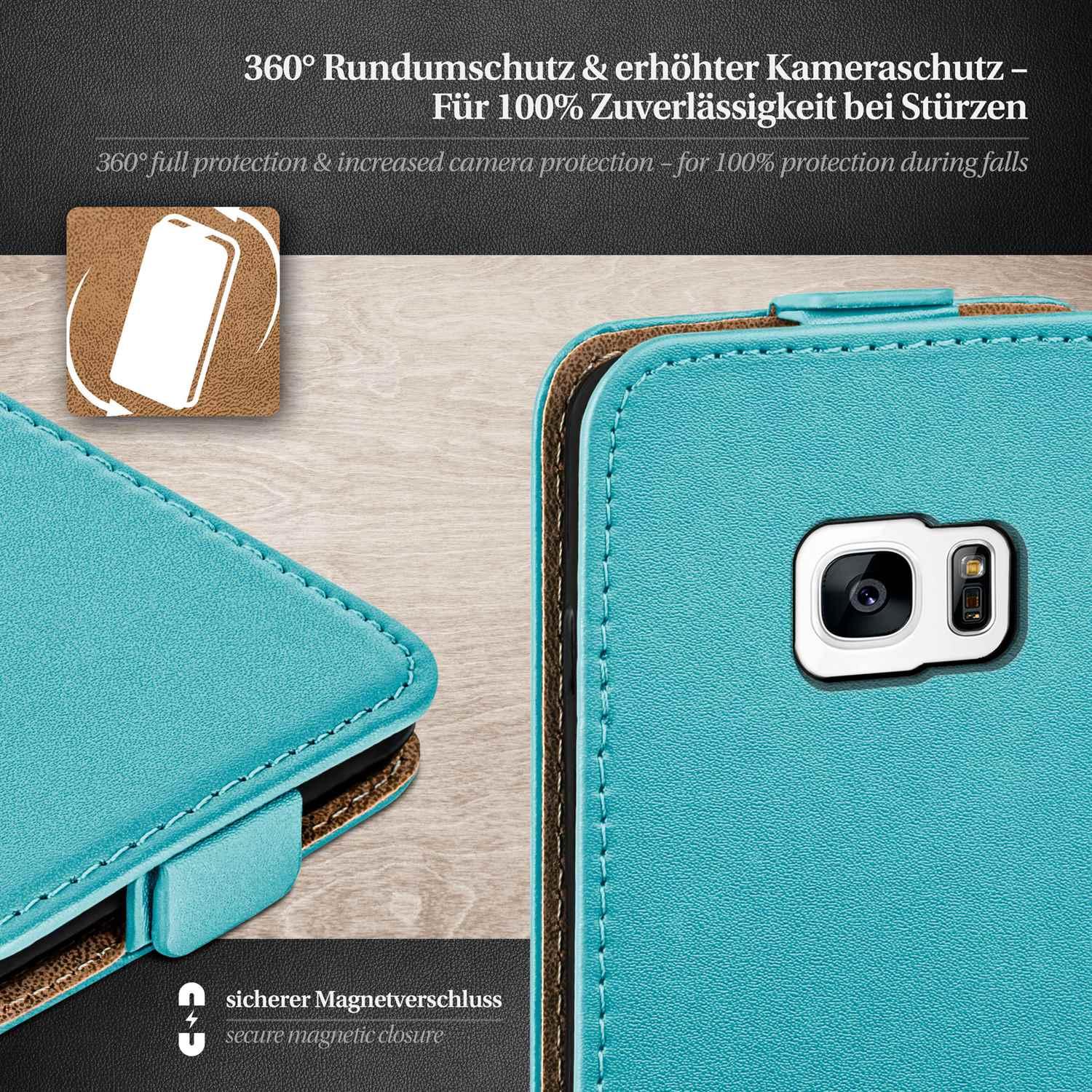 Flip MOEX Cover, Galaxy Aqua-Cyan Case, S7, Flip Samsung,