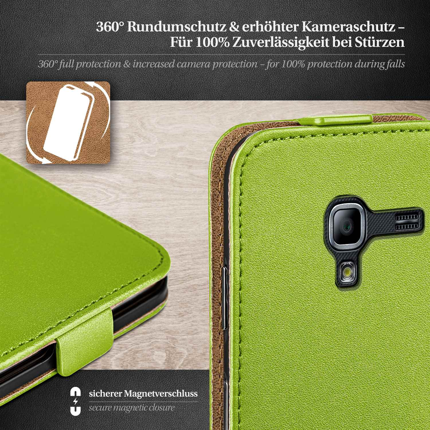 Lime-Green Cover, MOEX Case, Galaxy 2, Flip Samsung, Flip Ace
