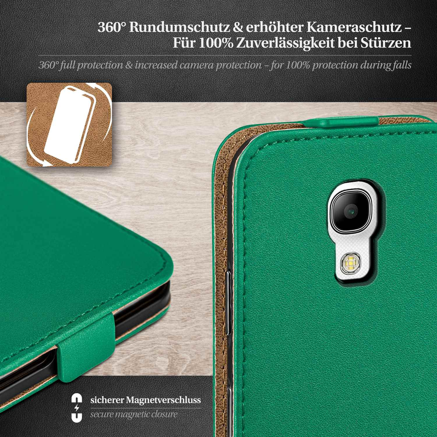 Case, Cover, Emerald-Green Flip Galaxy S4, Flip MOEX Samsung,
