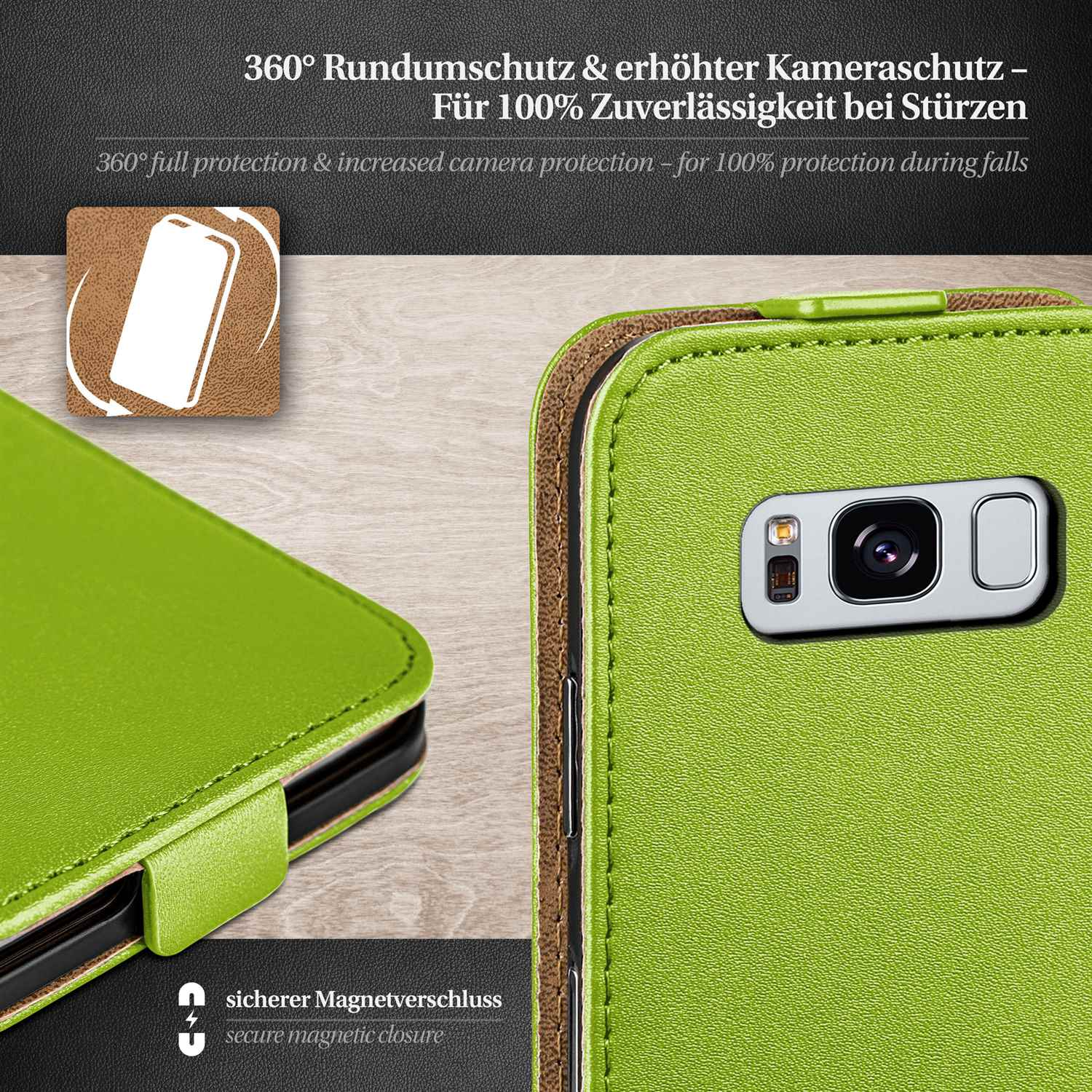 Case, Galaxy Lime-Green S8 Samsung, MOEX Cover, Flip Plus, Flip