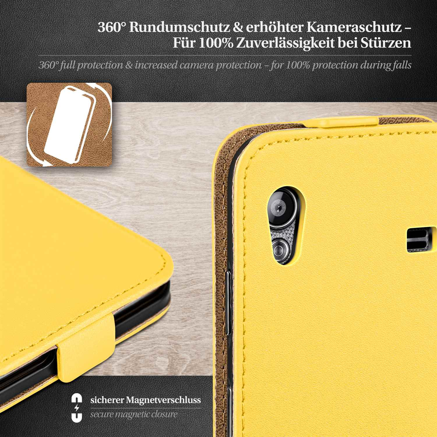 Flip Ace, Case, Galaxy MOEX Flip Samsung, Acid-Yellow Cover,