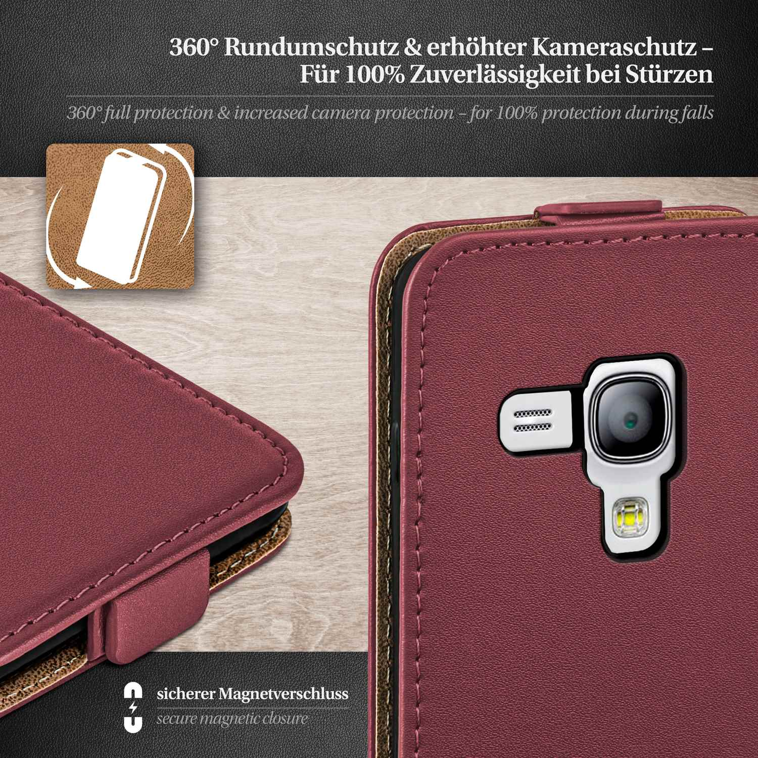 MOEX Flip Case, Cover, Galaxy Maroon-Red Flip Mini, S3 Samsung
