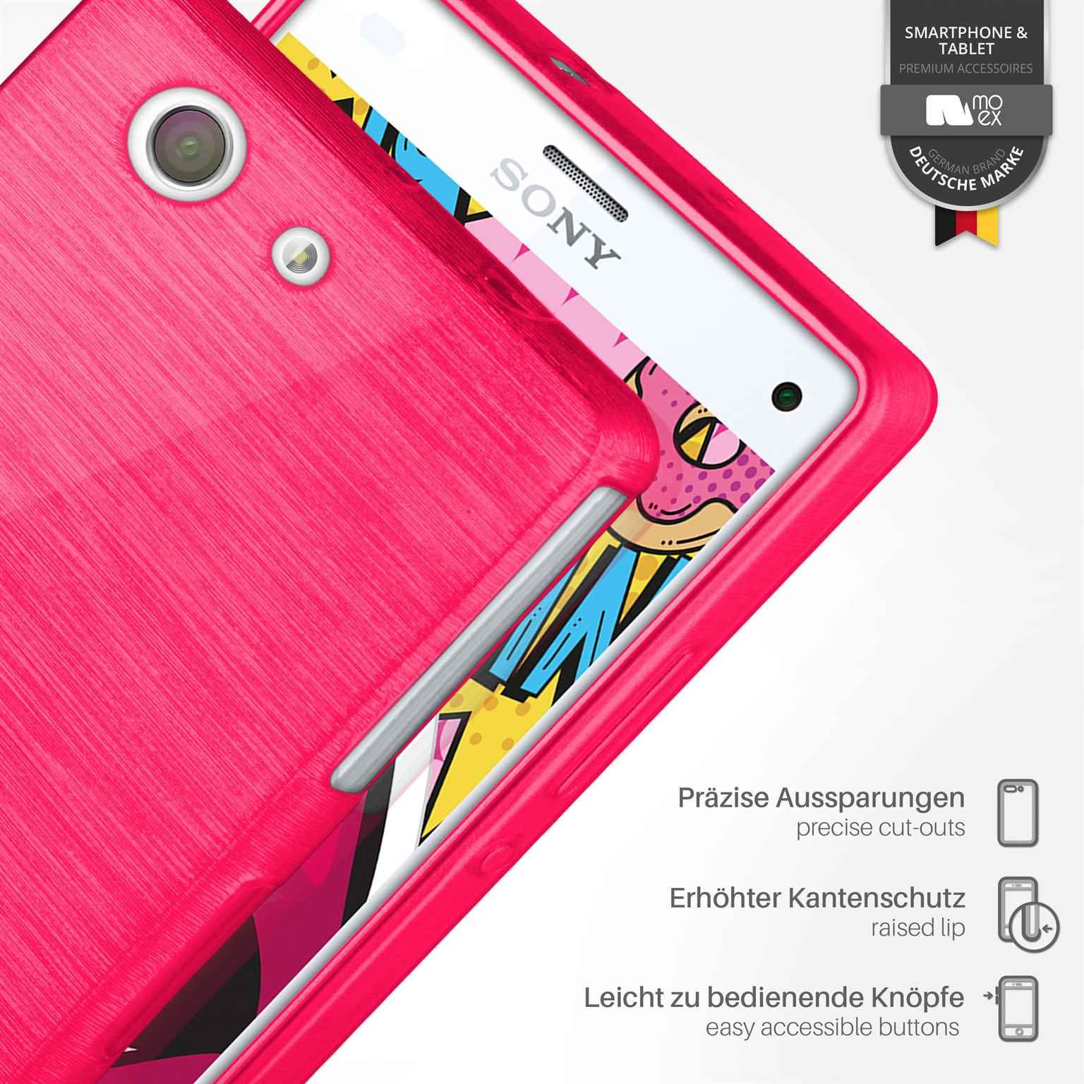 Nahaufnahme einer pinkfarbenen Handyhülle mit einem weißen Telefon darin. Präzise Ausschnitte.