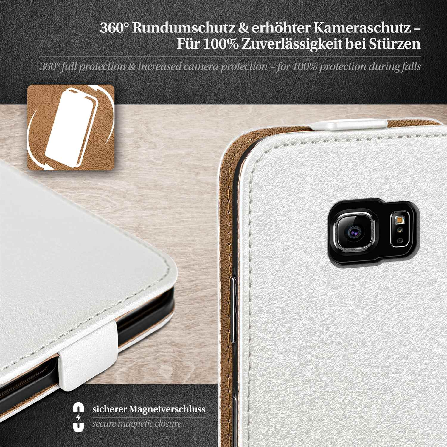 MOEX Edge, S6 Samsung, Pearl-White Galaxy Case, Cover, Flip Flip