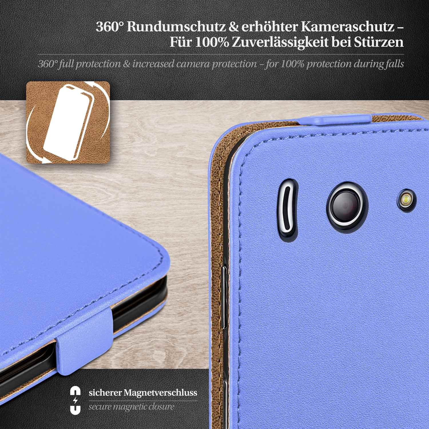 MOEX Flip Case, Flip Cover, Huawei, Ascend Y300, Sky-Blue