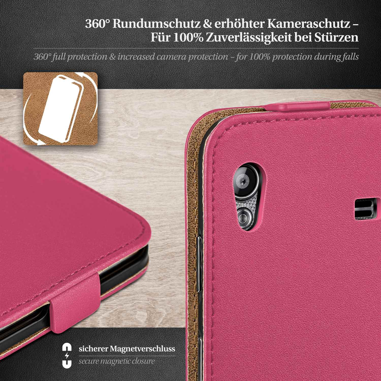 Flip MOEX Cover, Ace, Berry-Fuchsia Case, Galaxy Samsung, Flip