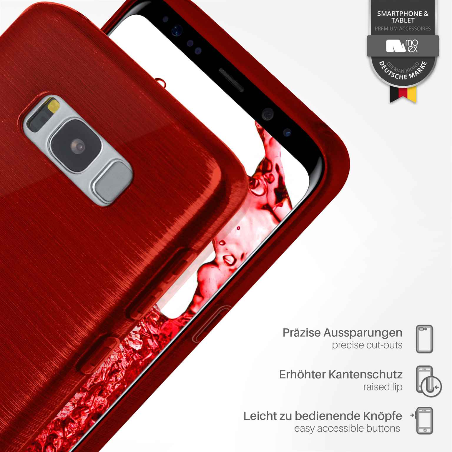MOEX Brushed Case, Galaxy Backcover, Samsung, Crimson-Red Plus, S8