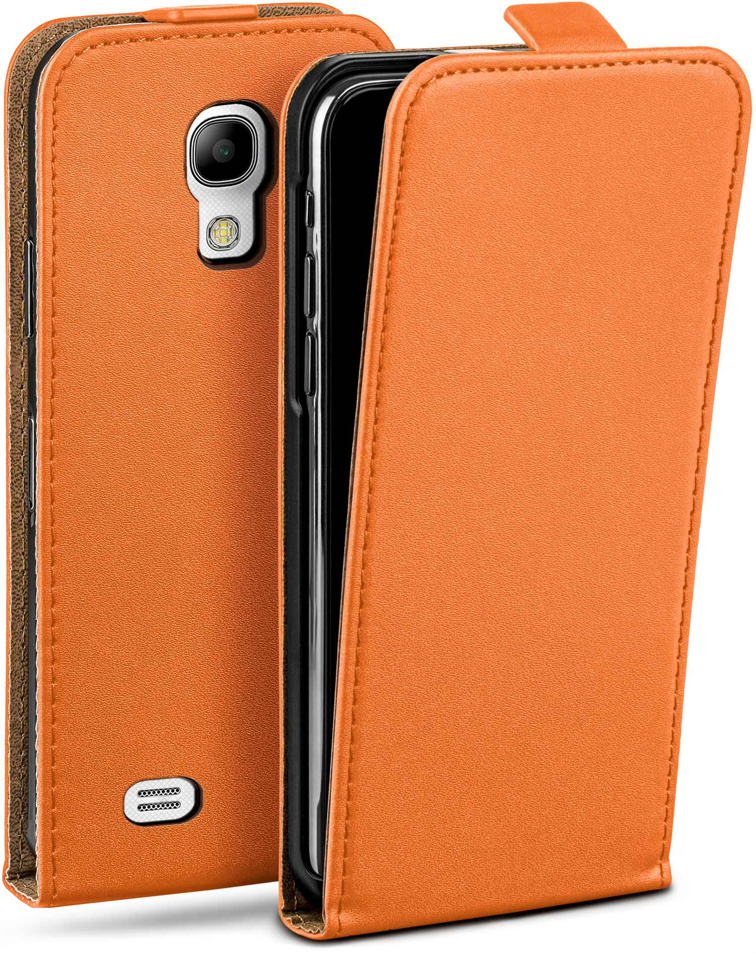 Orange Handyhülle mit separater Abdeckung. Lederetui.