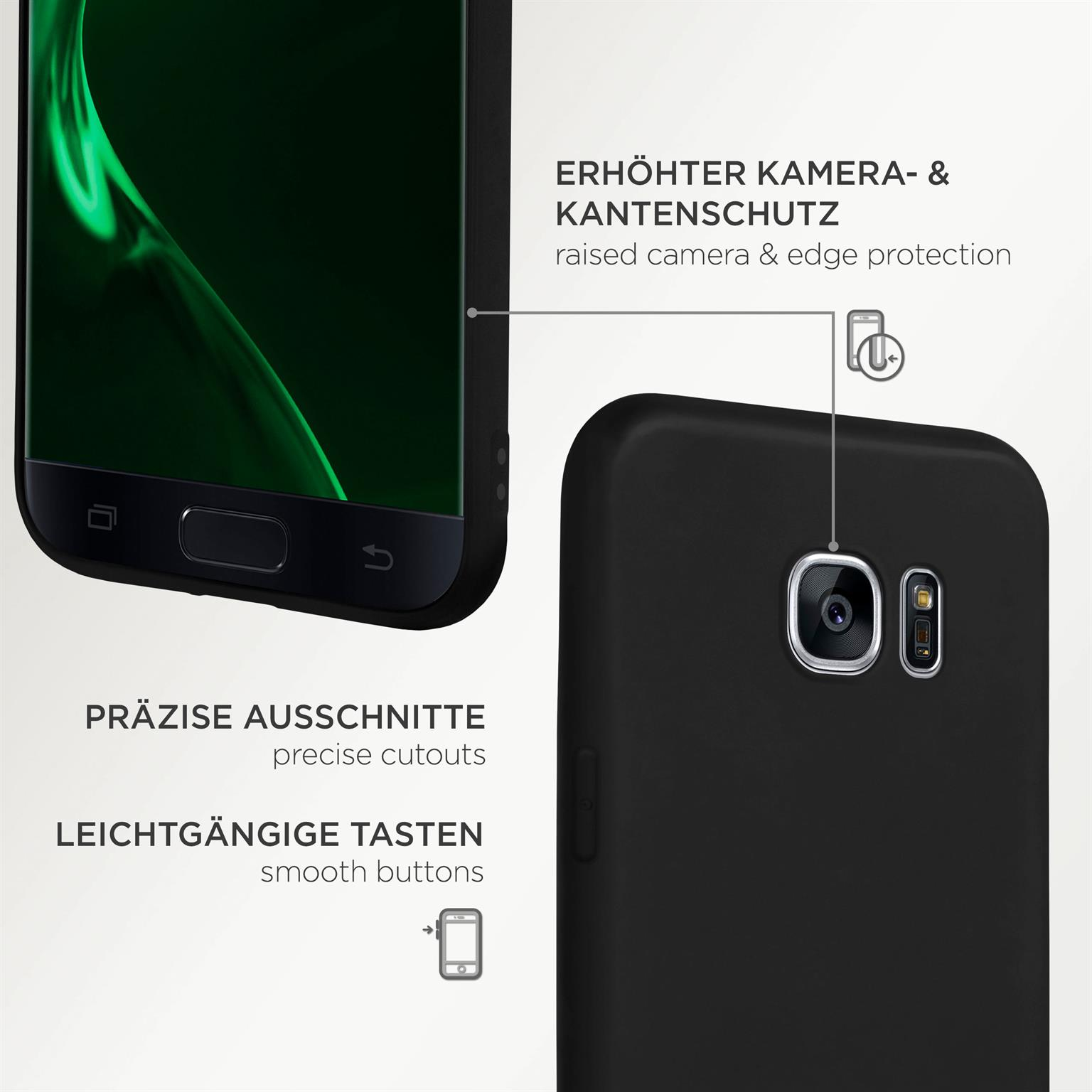 Nahaufnahme eines schwarzen Telefons, das die oberen und unteren Abschnitte zeigt, mit schwarzem Rahmen.