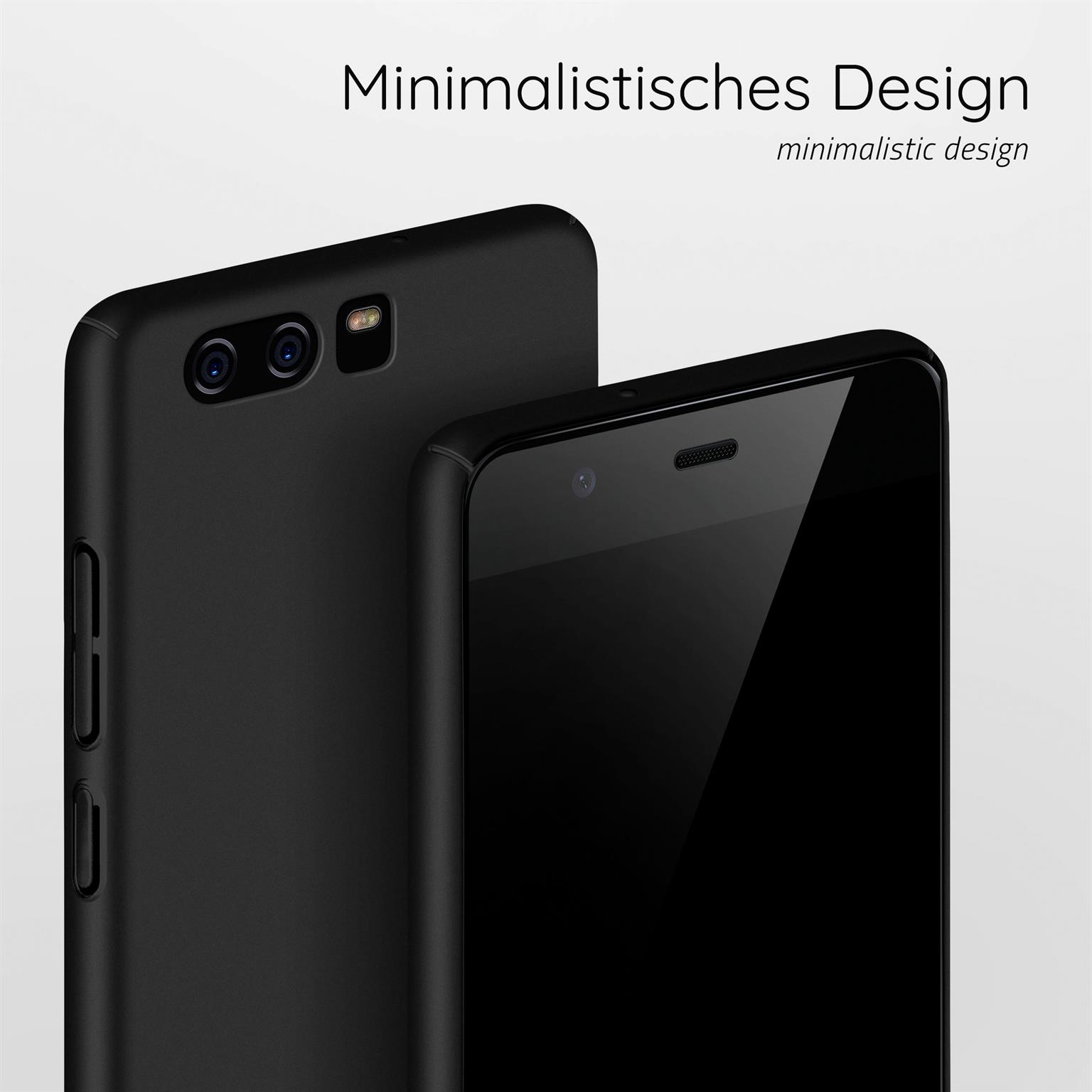 Zwei schwarze Telefone. Eines zeigt die Rückseite, das andere die Vorderseite mit Kamera und Bildschirm.