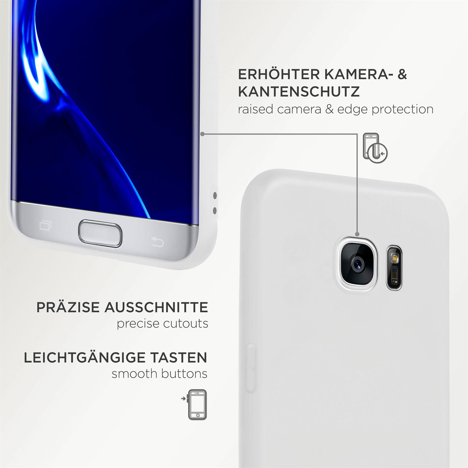 Weiße Handyhülle mit präzisen Aussparungen und glatten Tasten.