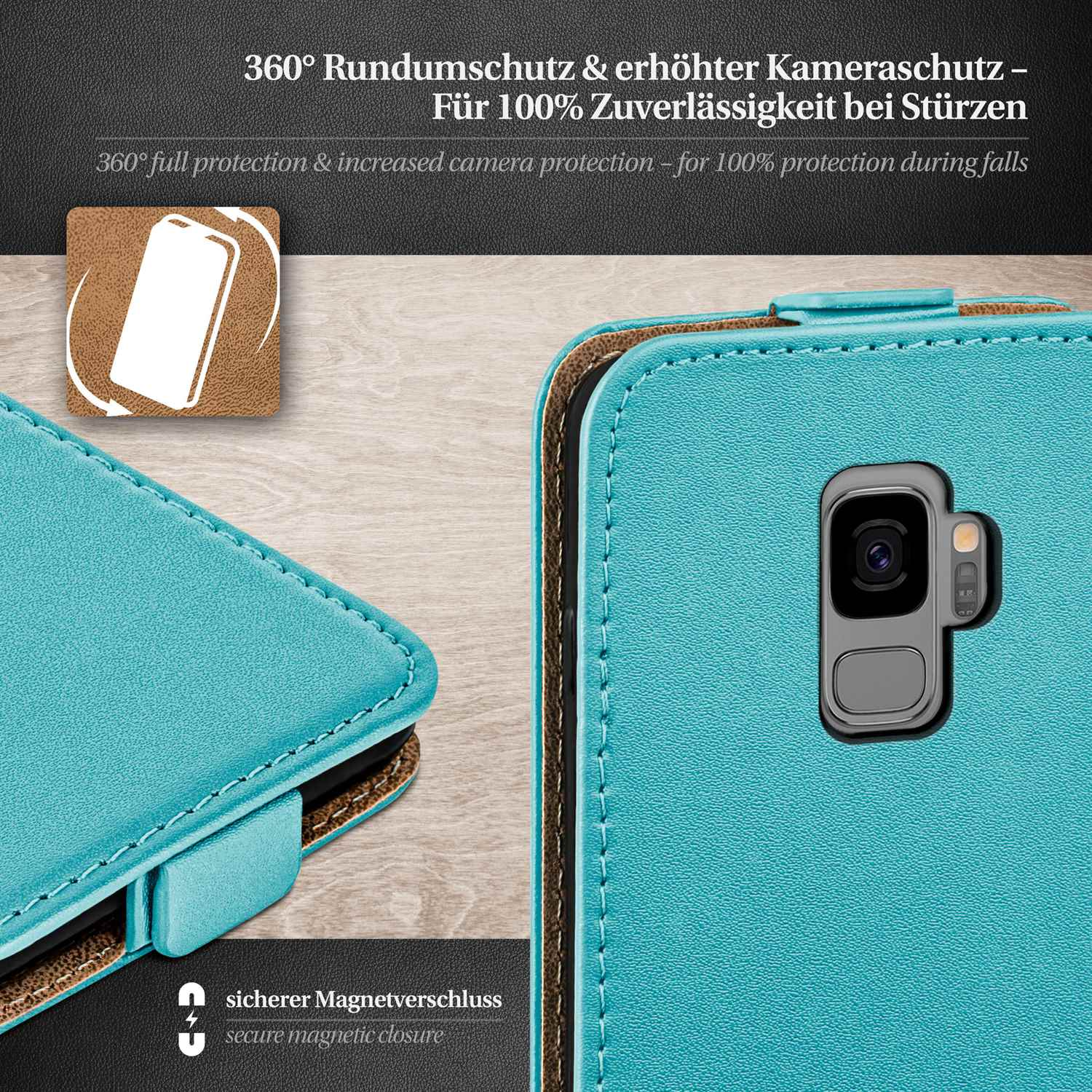 Galaxy Samsung, Aqua-Cyan Flip Cover, Case, MOEX Flip S9,