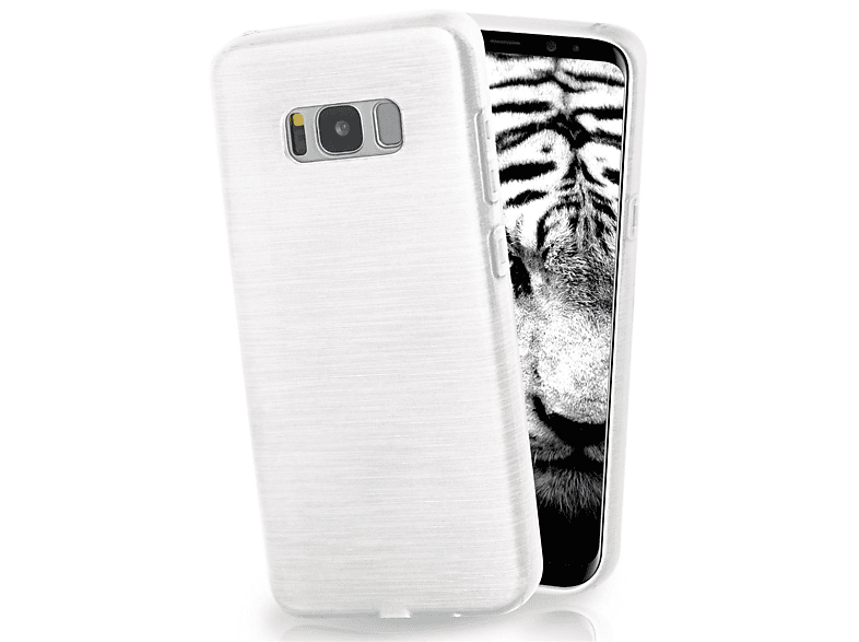 MOEX Brushed Case, S8 Plus, Galaxy Samsung, Pearl-White Backcover