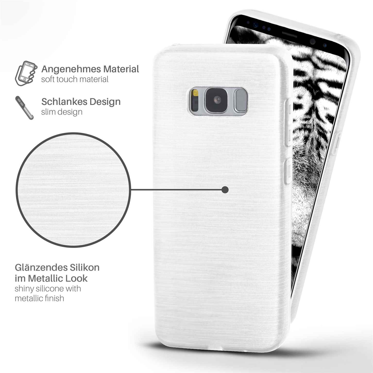 Plus, Case, Galaxy Samsung, Backcover, S8 Pearl-White MOEX Brushed