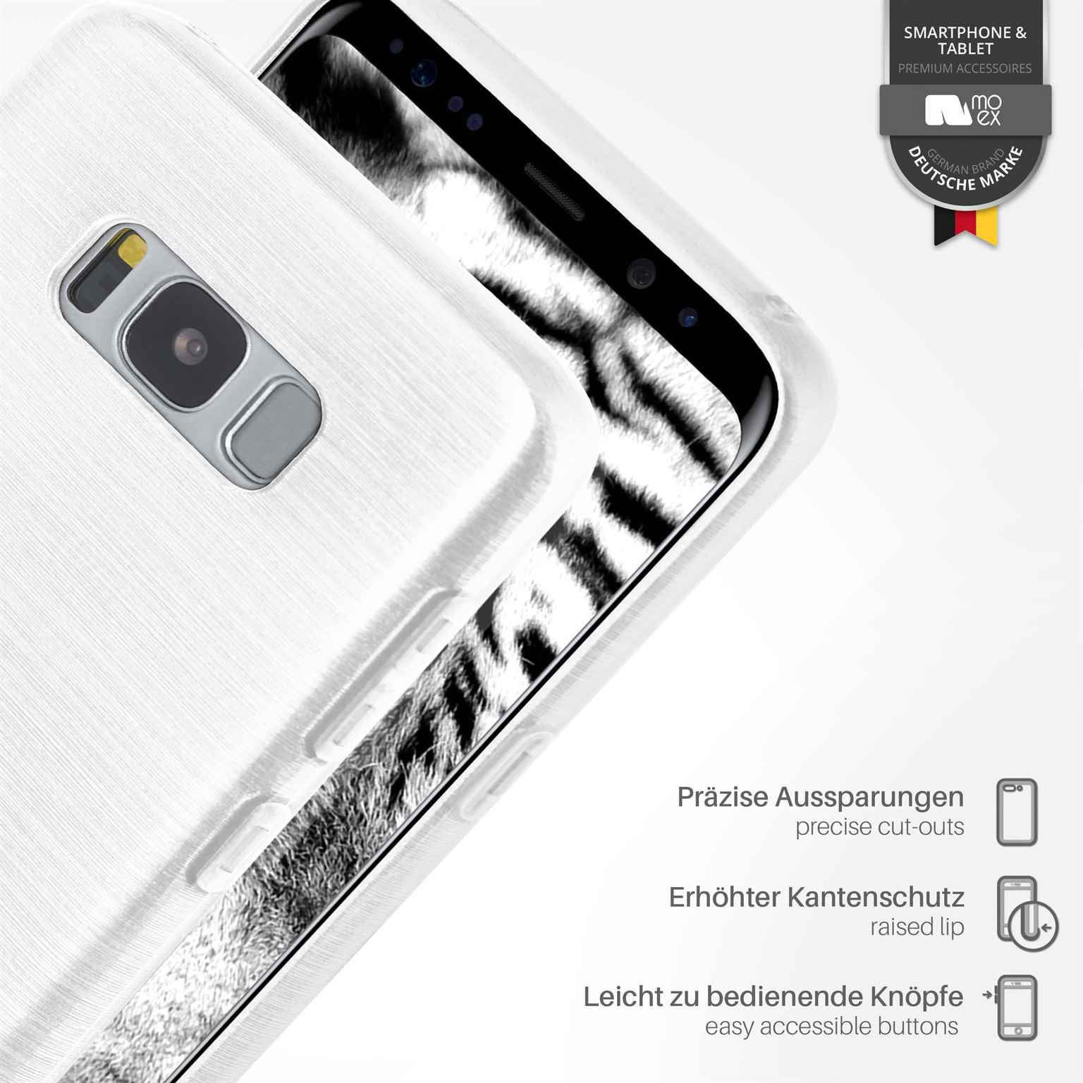 Samsung, Brushed Backcover, Plus, S8 MOEX Case, Galaxy Pearl-White