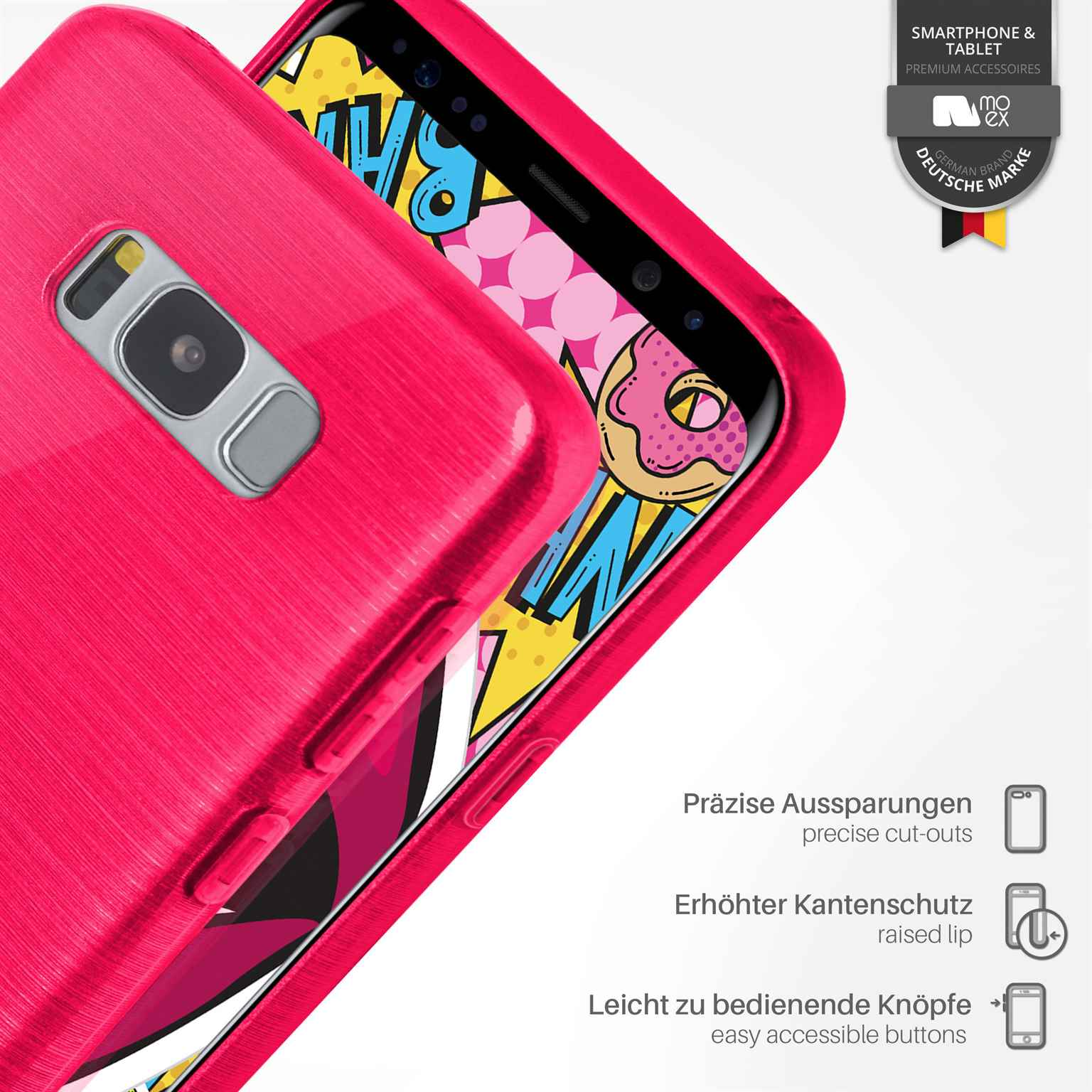 Backcover, S8, Magenta-Pink Brushed MOEX Samsung, Case, Galaxy