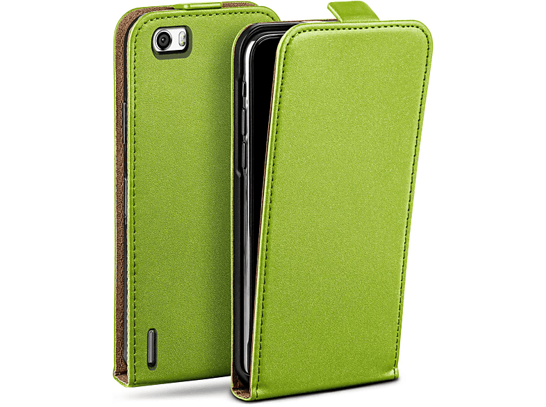 6, Cover, Lime-Green Flip Case, Honor Huawei, Flip MOEX