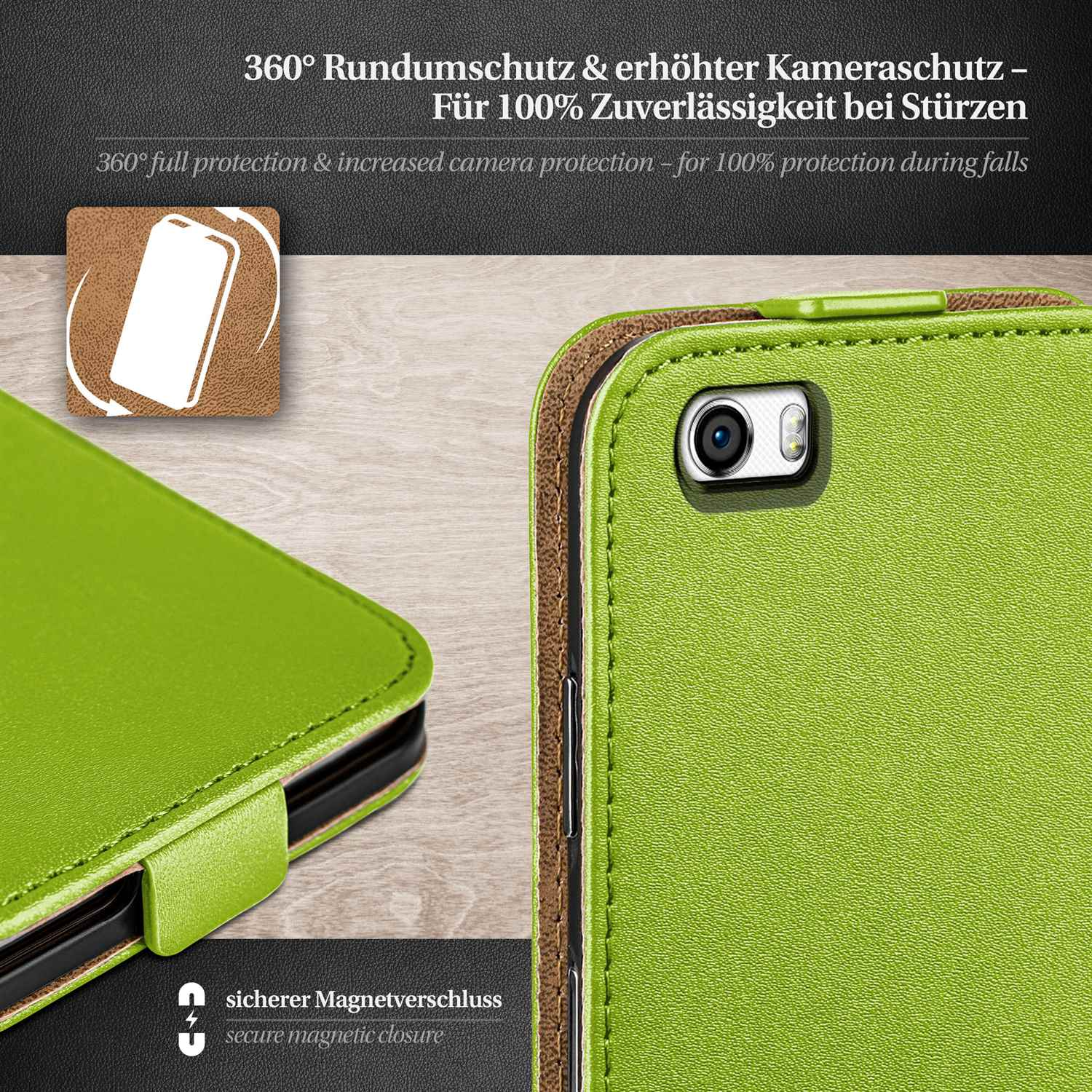 MOEX Flip Case, Cover, Flip 6, Lime-Green Honor Huawei