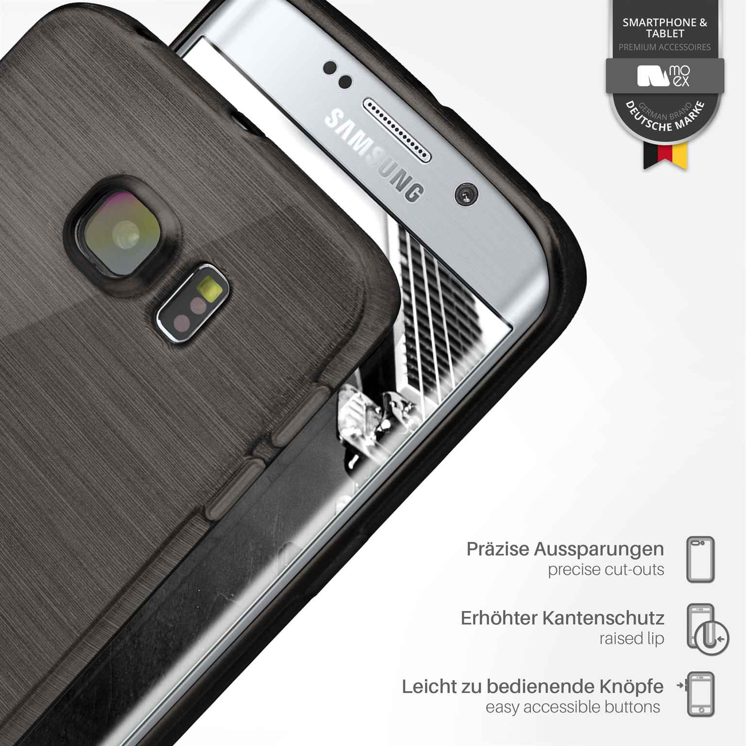 MOEX Brushed Slate-Black Backcover, Galaxy Edge, Case, S6 Samsung
