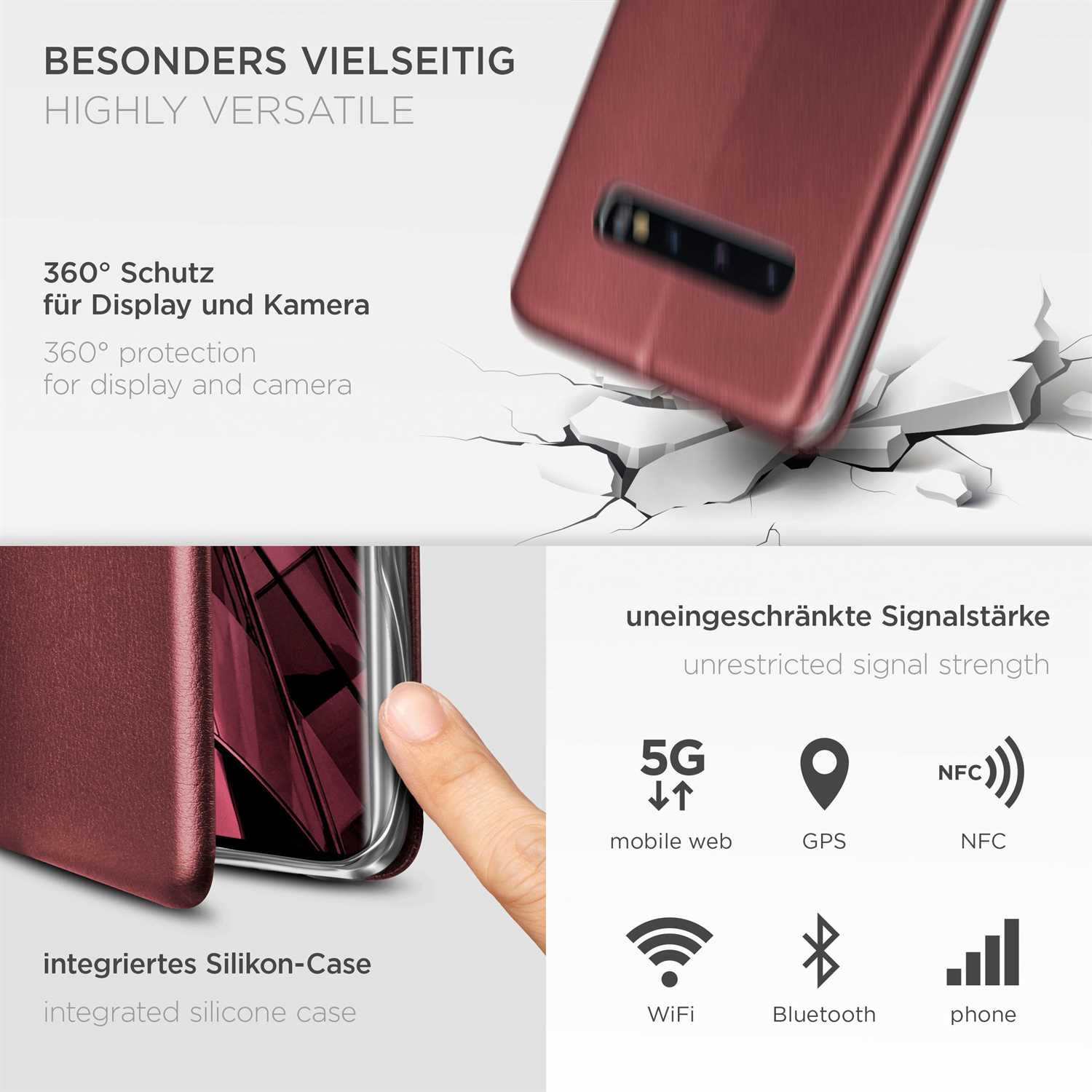 Samsung, Business ONEFLOW - Case, S10, Galaxy Flip Burgund Cover, Red