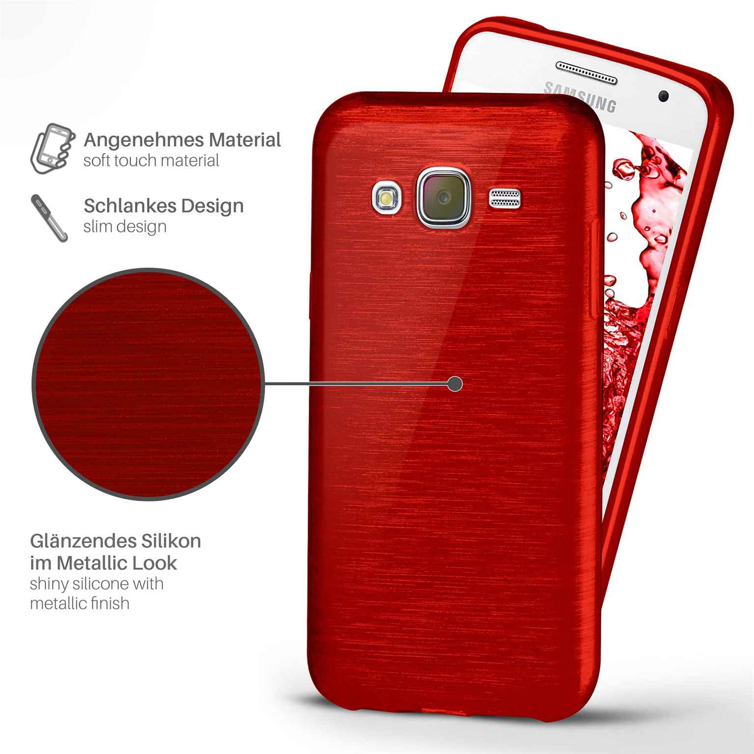 Samsung, Galaxy Backcover, MOEX Case, (2015), J5 Crimson-Red Brushed