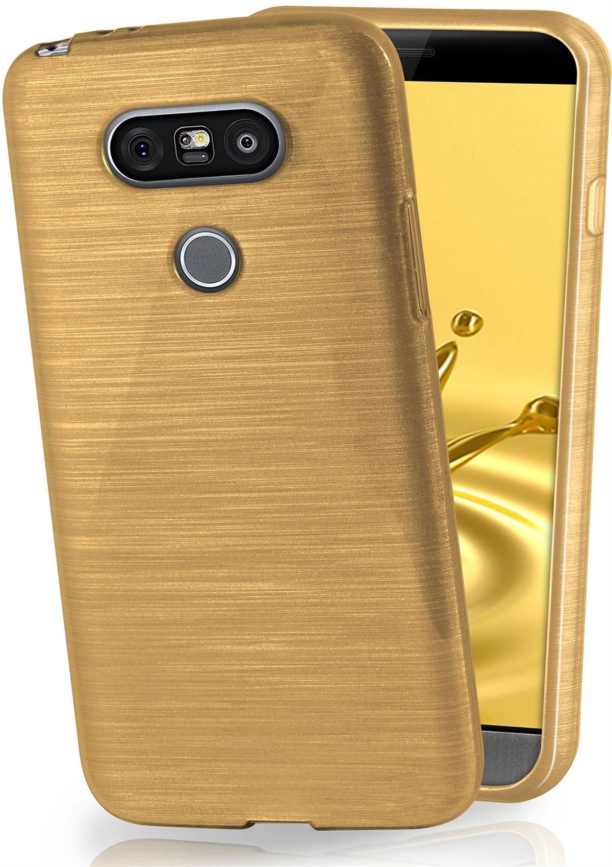 Case, Brushed LG, G5, Backcover, Ivory-Gold MOEX