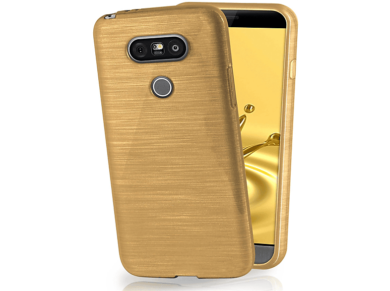 Brushed G5, LG, Backcover, MOEX Ivory-Gold Case,