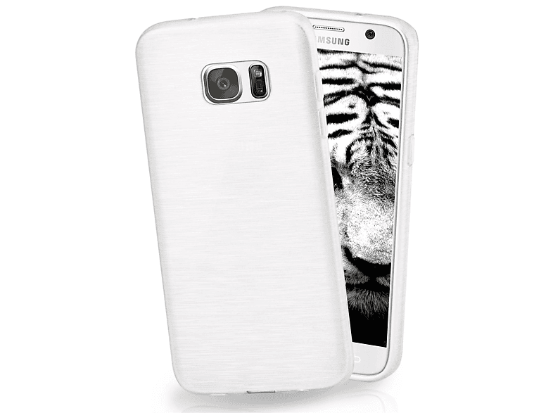 Case, S7, Backcover, Samsung, Galaxy Brushed MOEX Pearl-White
