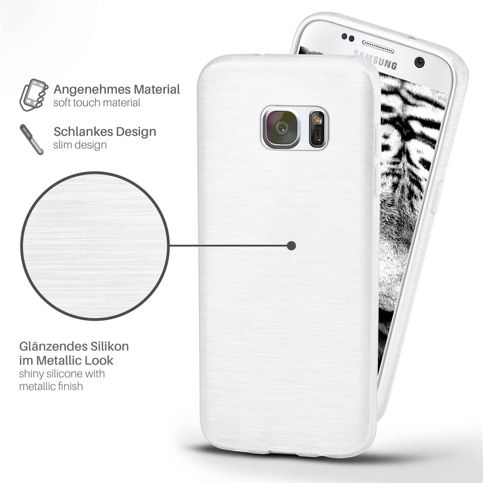 Galaxy Brushed Case, Pearl-White MOEX Samsung, Backcover, S7,