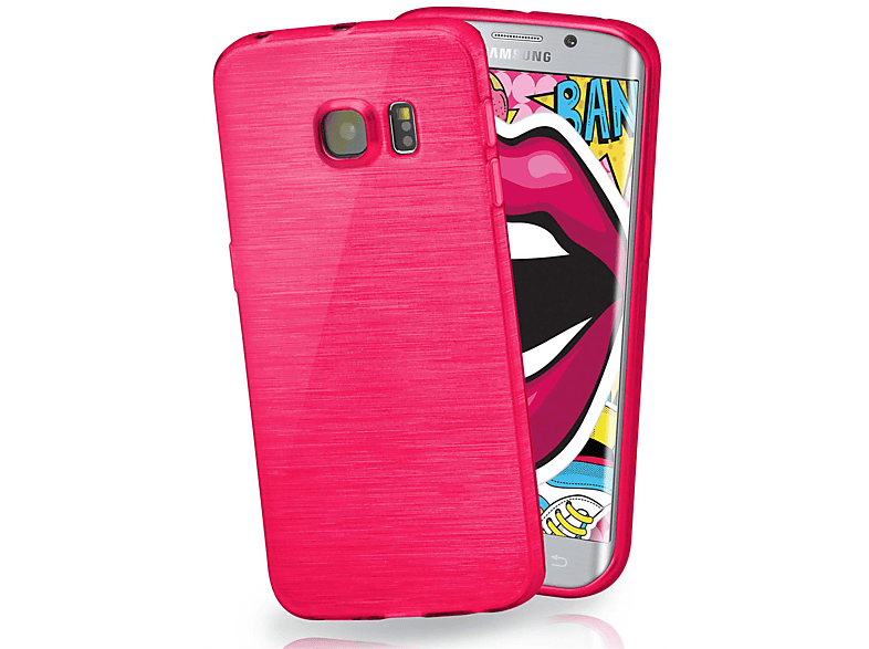 MOEX Brushed Case, Edge, Galaxy Samsung, Magenta-Pink S6 Backcover