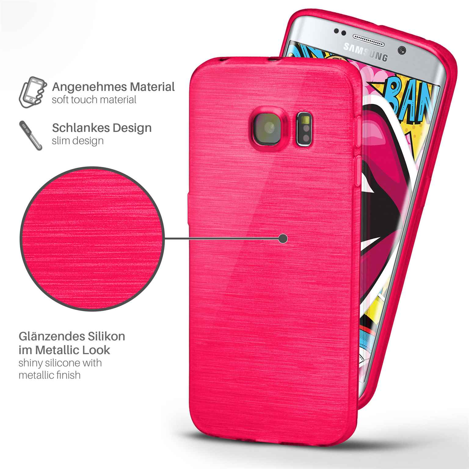 MOEX Backcover, Magenta-Pink Galaxy S6 Case, Samsung, Brushed Edge,