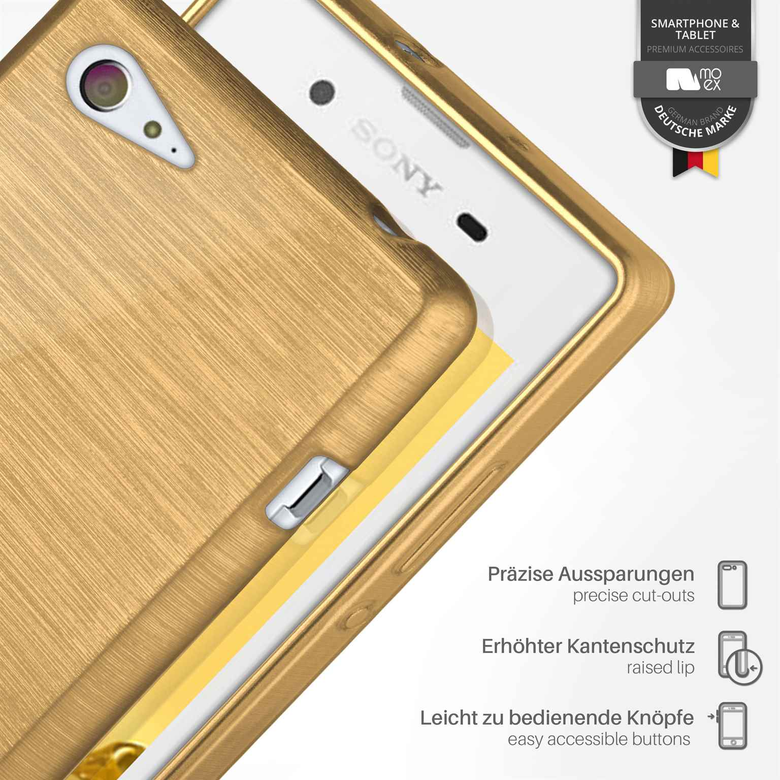 Ivory-Gold Xperia Case, Brushed E3, Backcover, MOEX Sony,