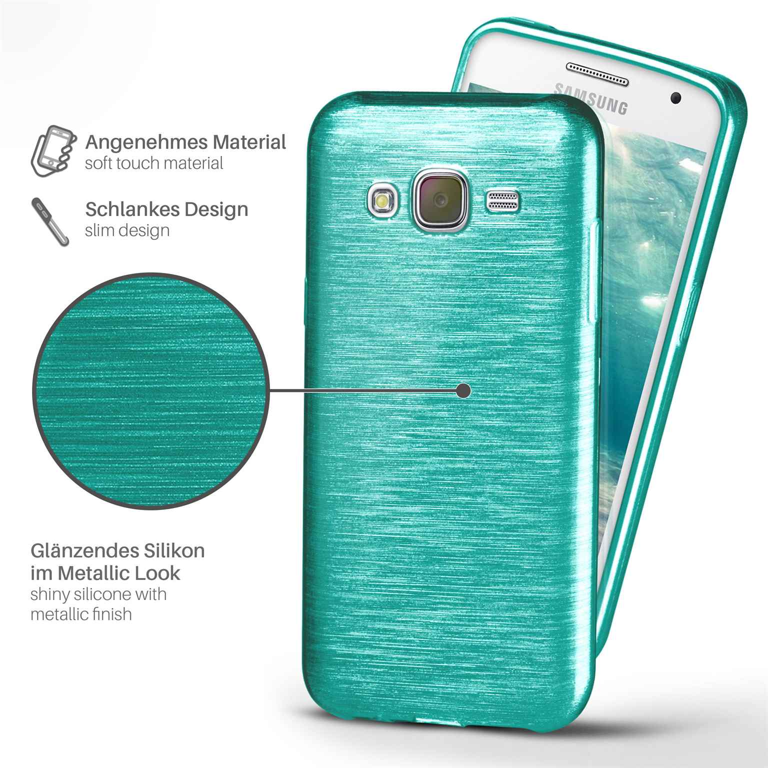 J5 Backcover, Brushed Aqua-Cyan Samsung, MOEX Galaxy Case, (2015),