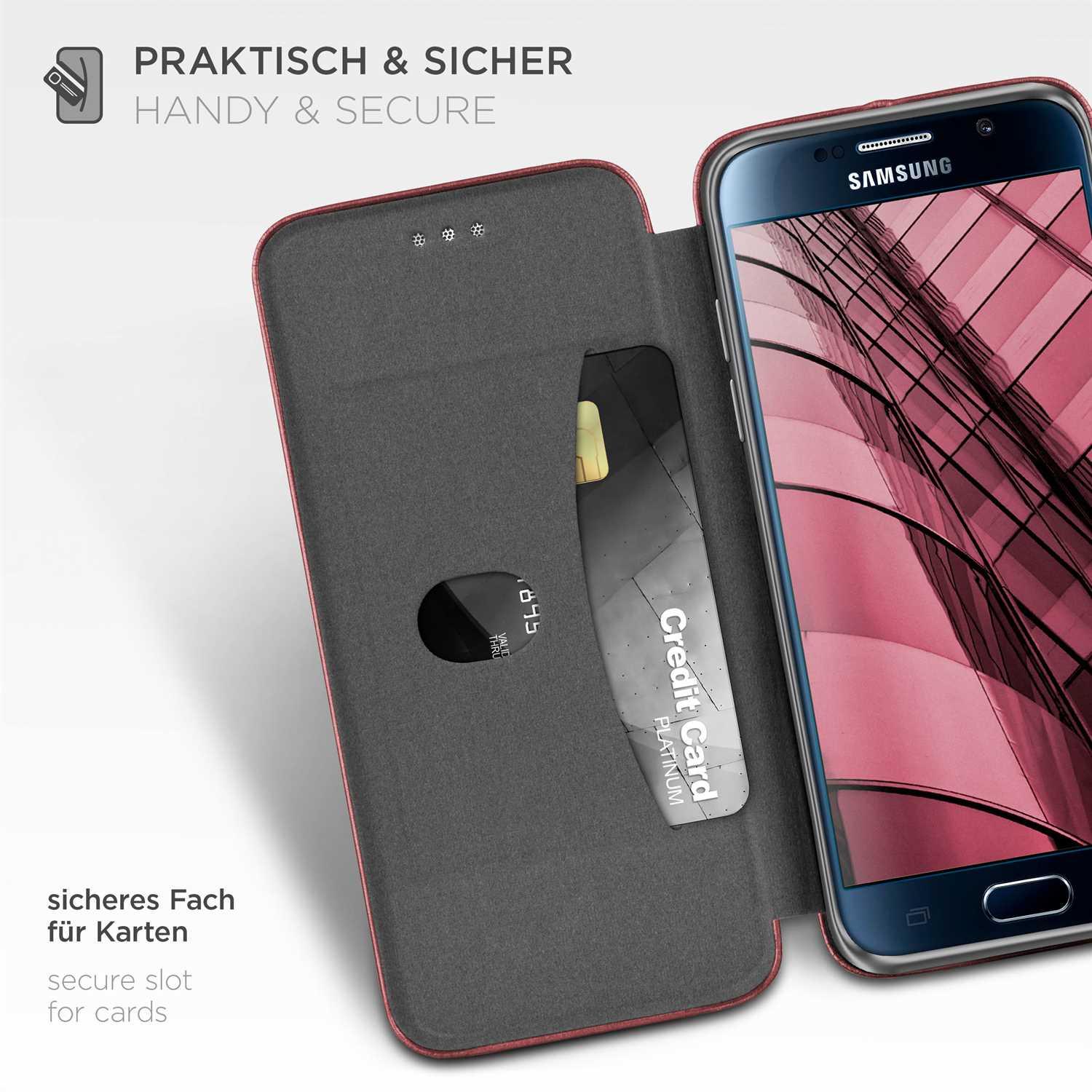 ONEFLOW Business Case, S6, Galaxy Samsung, Flip Red - Burgund Cover
