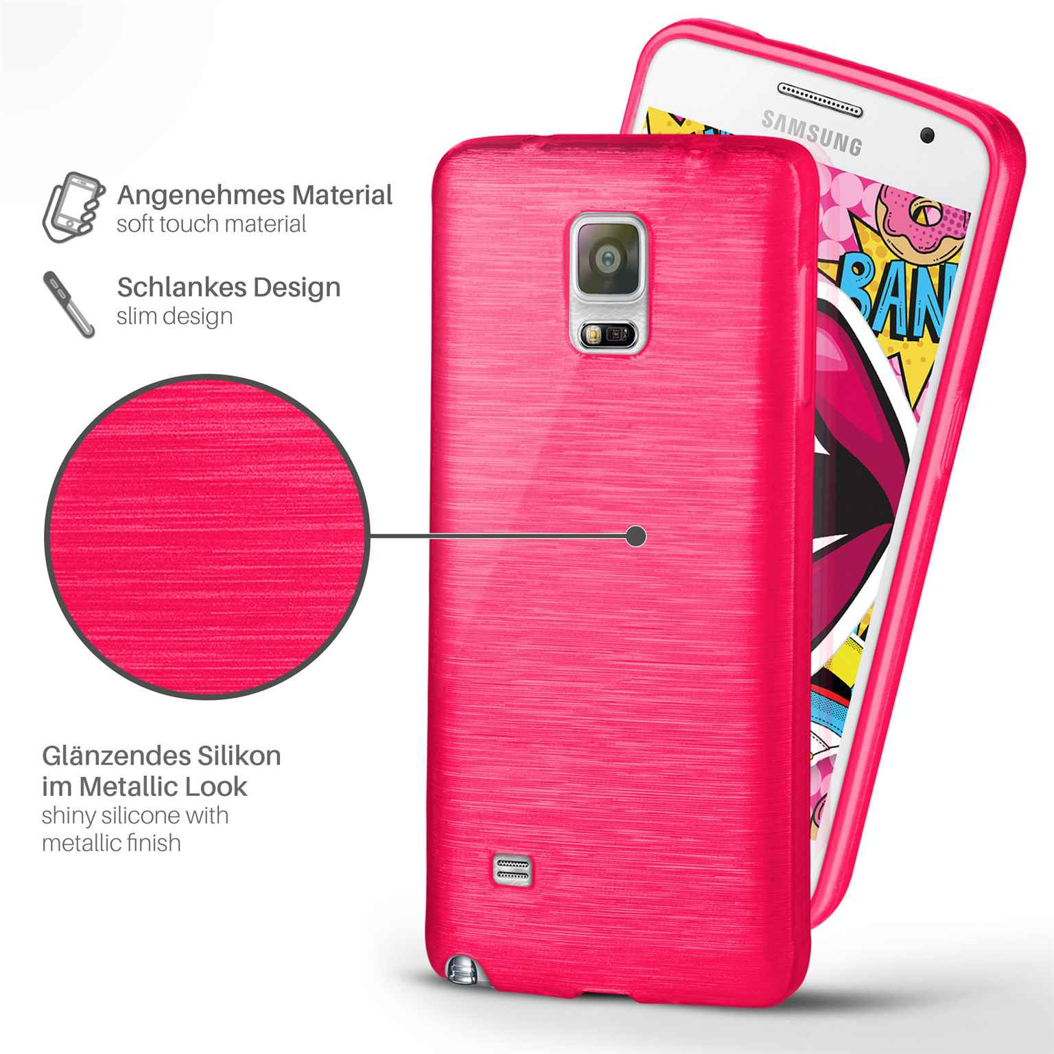 4, Galaxy Note MOEX Case, Samsung, Backcover, Magenta-Pink Brushed