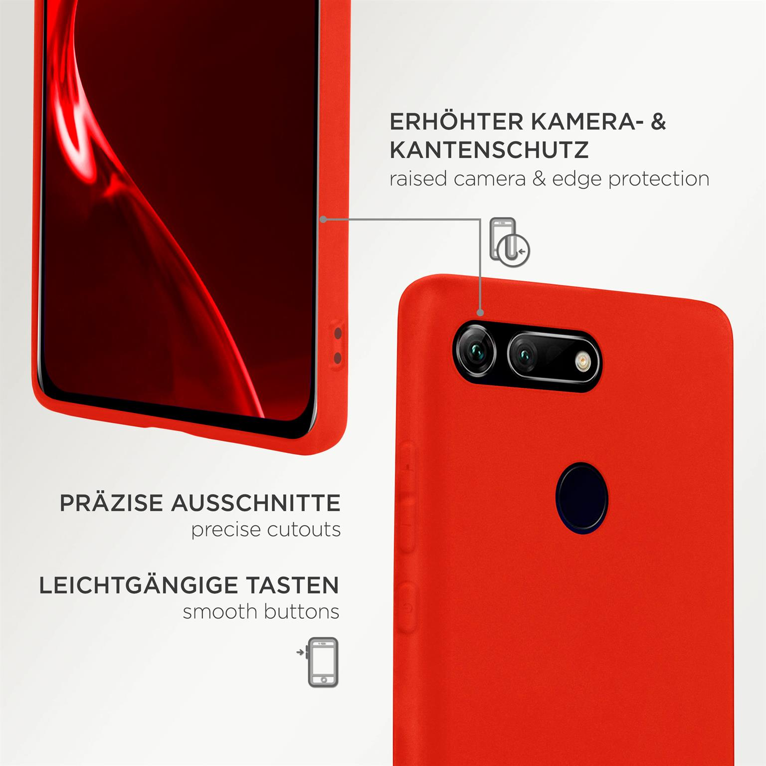 ONEFLOW SlimShield Pro 20, Rot View Backcover, Case, Honor Huawei