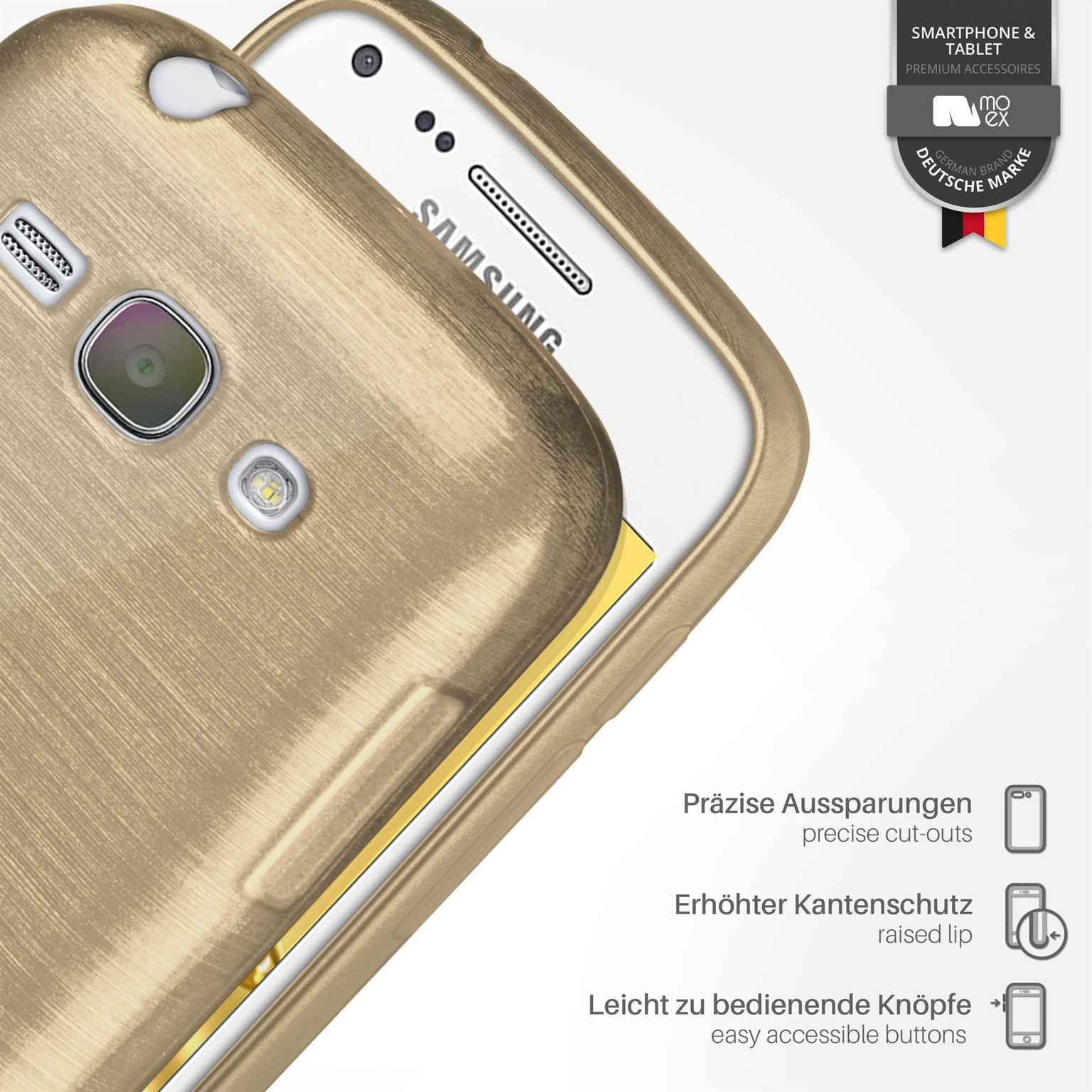 Brushed MOEX Samsung, Ivory-Gold Case, Core Plus, Galaxy Backcover,