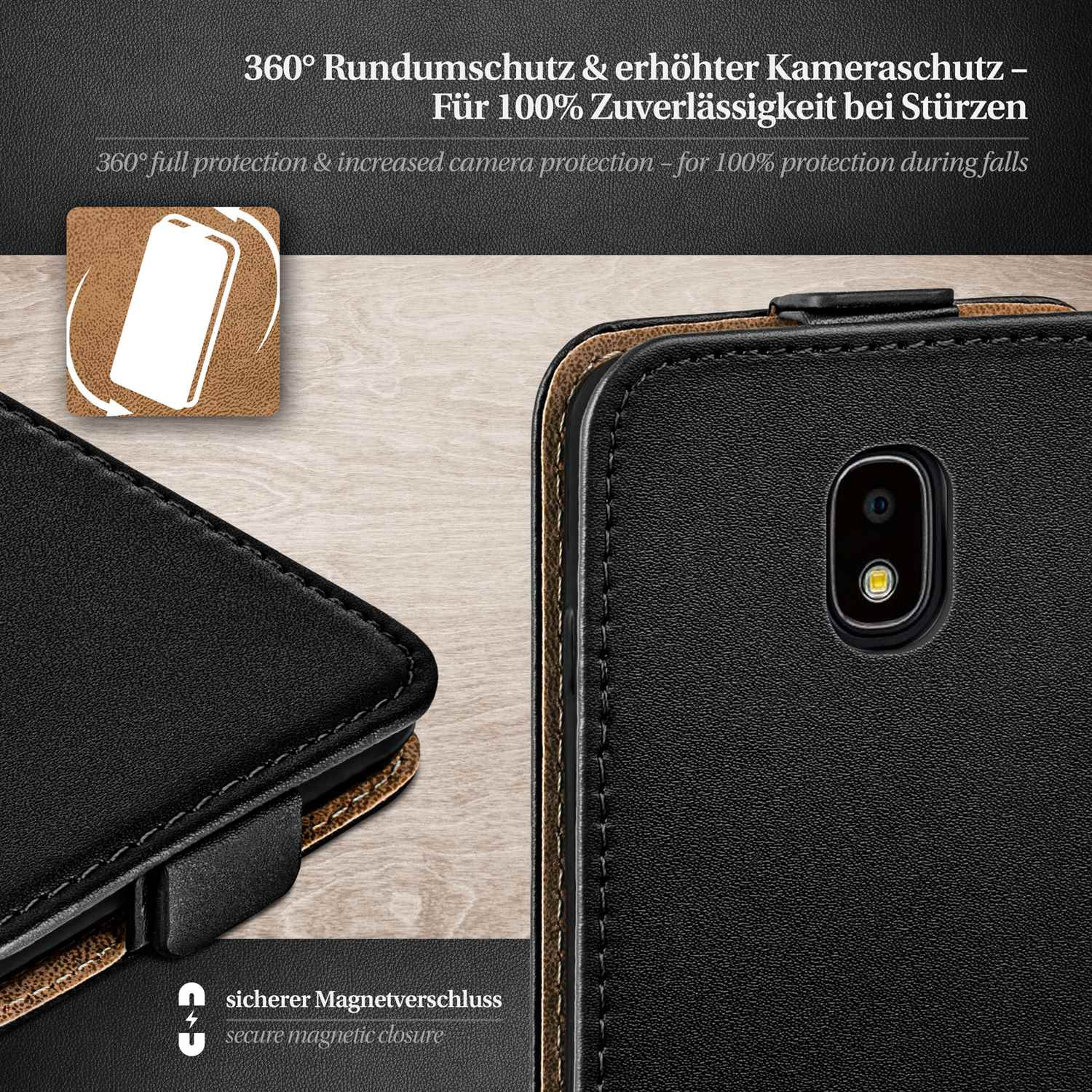 Flip Case, (2018), Samsung, MOEX Galaxy Flip Deep-Black J3 Cover,