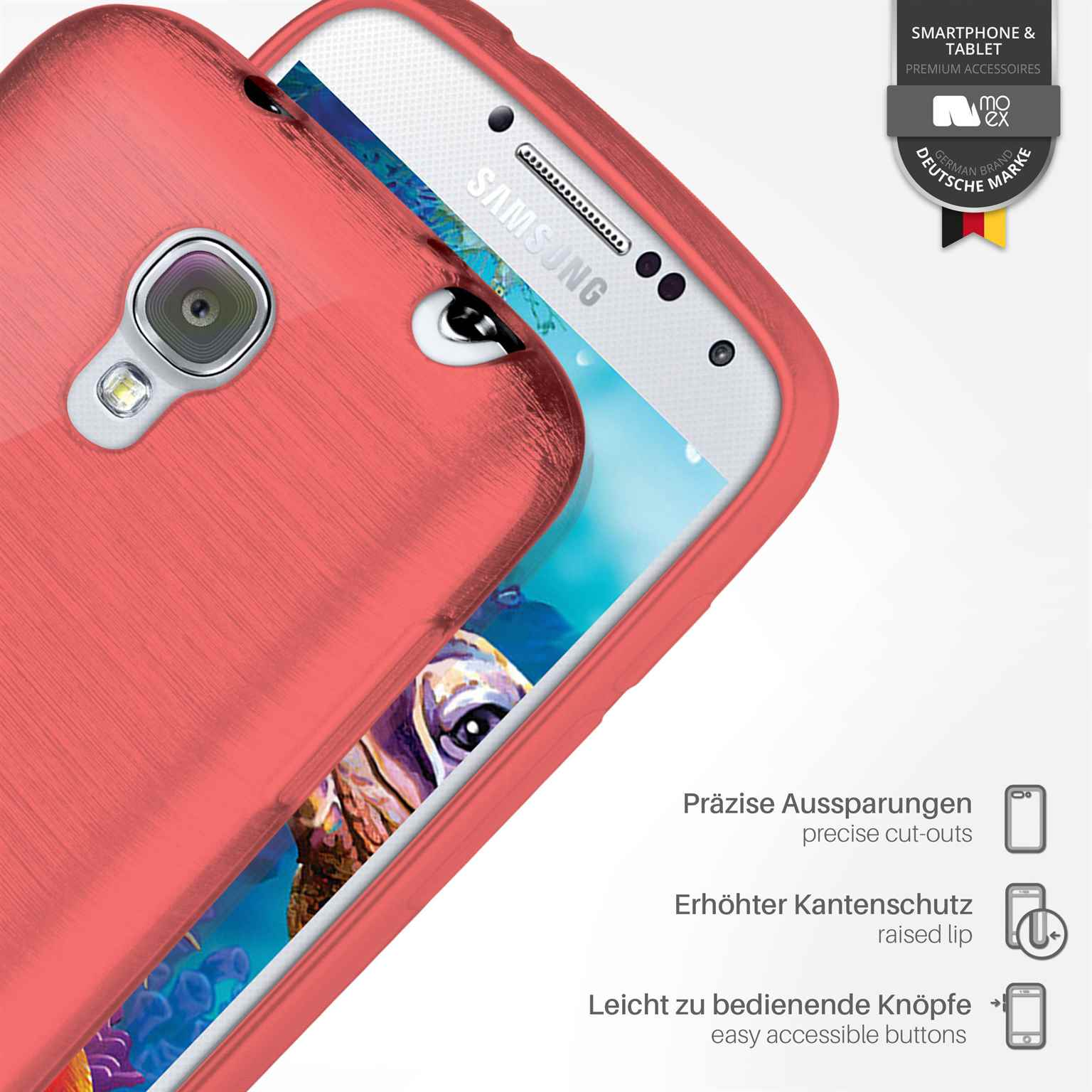 MOEX Brushed Case, Samsung, Backcover, Galaxy Coral-Red S4
