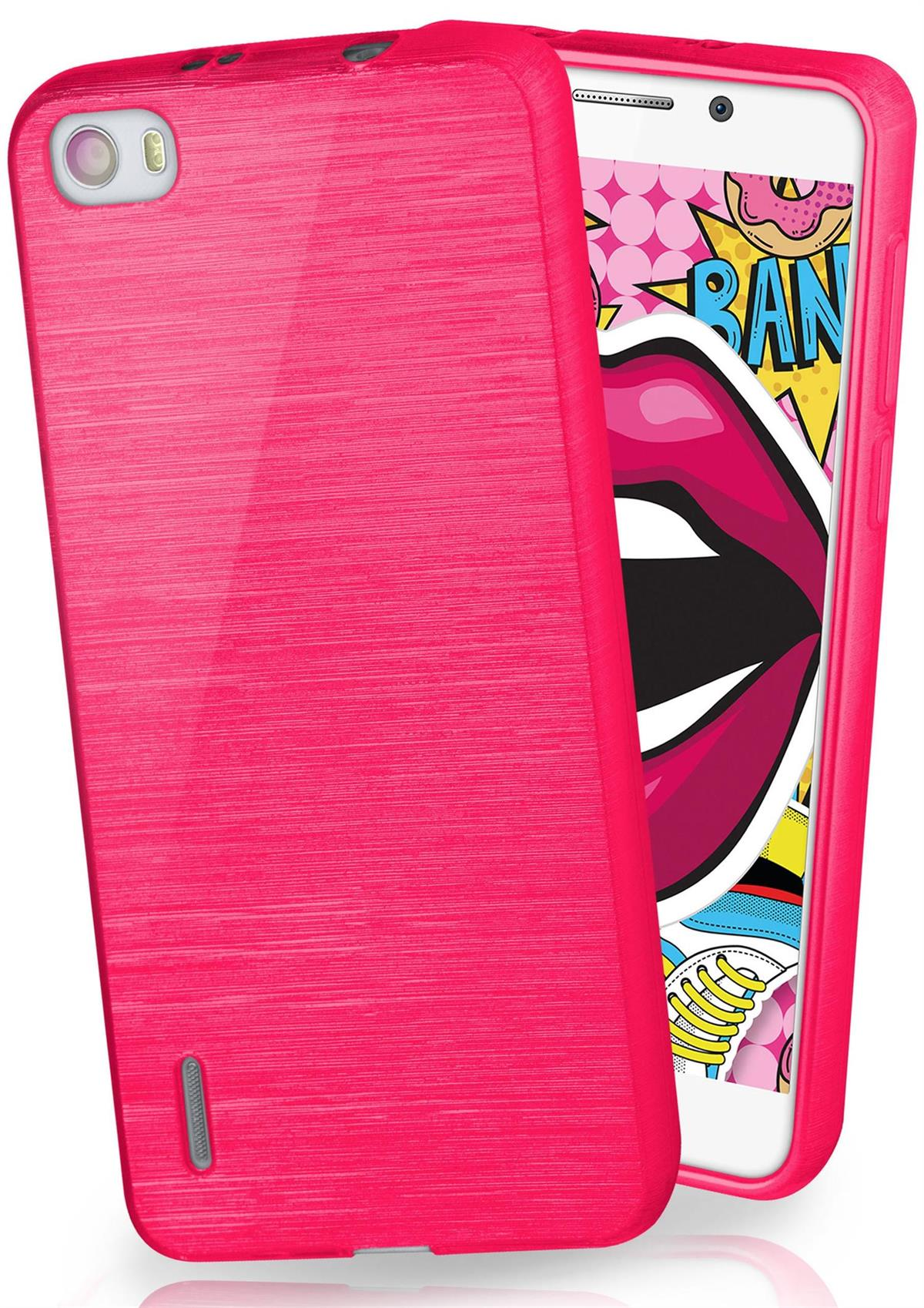 Backcover, Honor 6, Magenta-Pink Brushed MOEX Huawei, Case,